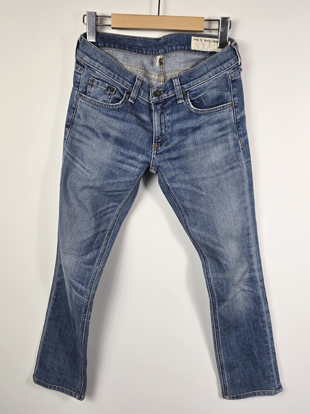 Rag & Bone 24 Medium Wash Skinny Jeans Tomboy Wiskered Crop Low Rise